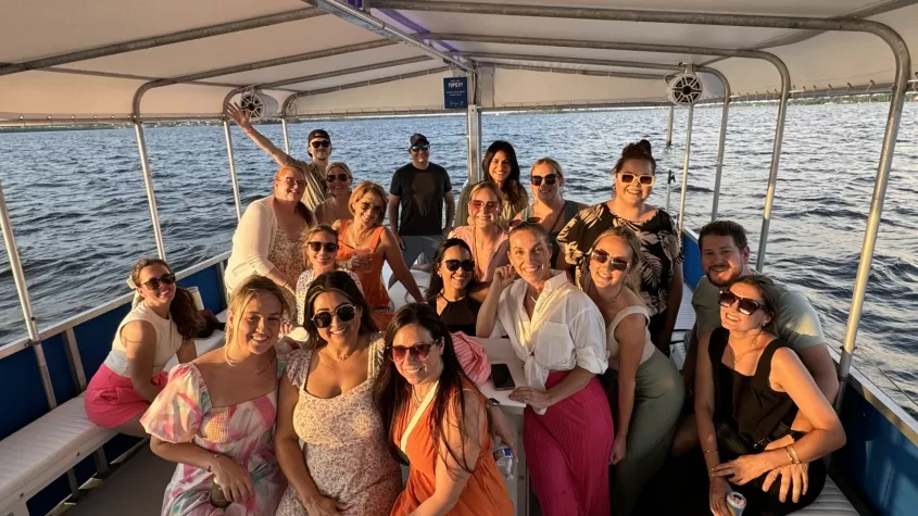 group of friends on the boat