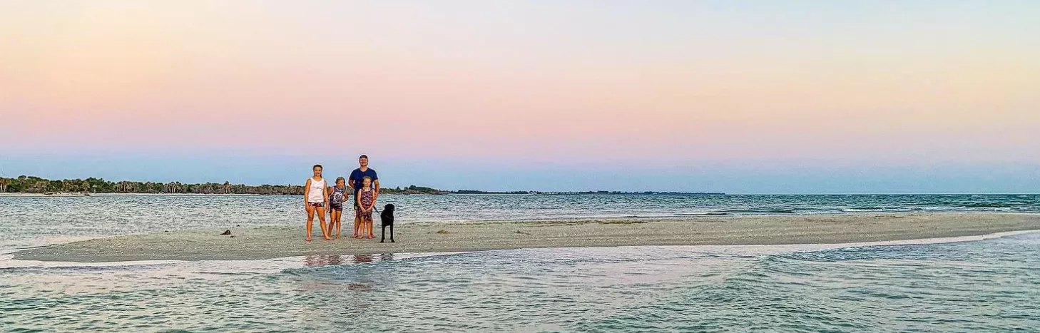 Family Child Dog Island Sky Sunset