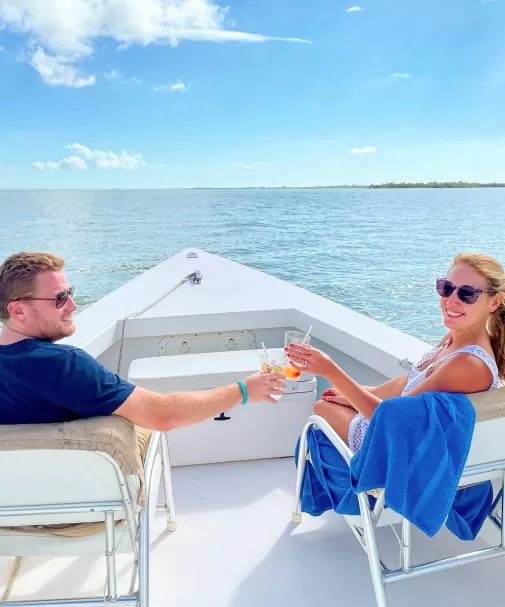 Couple Boat Drinks Sun Love